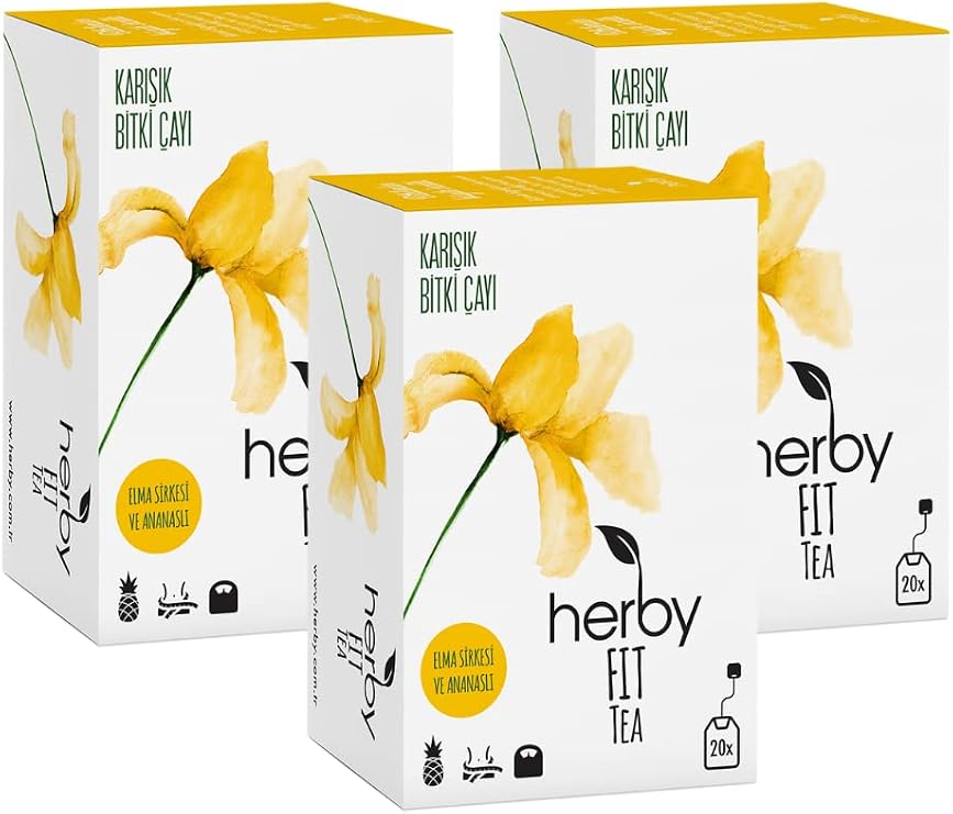 Herby Fit Tea Elma Sirkeli Ananaslı Diyete Destek Form Bitki Çayı 3'lü Paket
