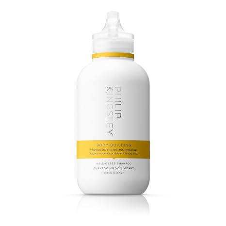 Philip Kingsley Bodybuilding schwereloses Shampoo Volumenshampoo für feines schlaffes flaches fliegendes Haar Spendet Feuchtigkeit verdickt hebt und verleiht Volumen und Glanz ca. 250ml
