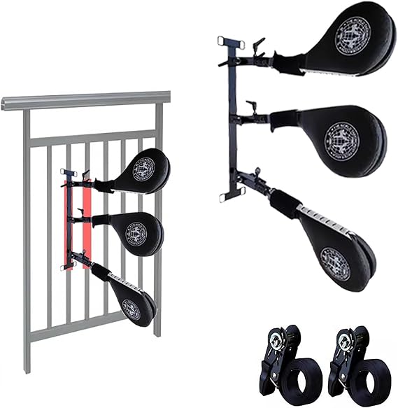 Kick Paddles Holder for Railing/Sandbag - Martial Arts Dummy Bundle, Kickboxing Striking Target Pads, Kung Fu Training Equipment