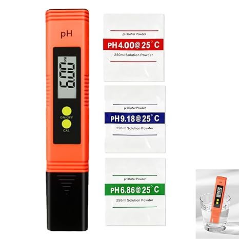 PH Meter, High Precision Digital PH Tester with Automatic Calibration, Range 0-14, Meter for Pools, Aquariums, Hydroponics and Laboratory, Automatic Temperature Compensation and LCD Display