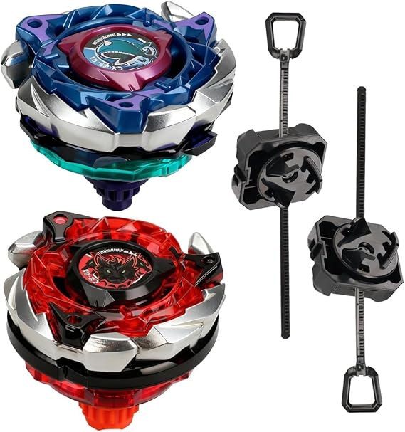 Spinning Toys Set,Includes 2 Right-Spin Tops and LaunchersMetal Fusion Gyro Game Birthday Gift for Kids Children Boys Ages 6+