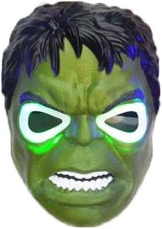 Avangers Pilli Işıklı Hulk Maskesi 4-12 Yaş Yüksek Kalite Yeşil Dev, Çok Renkli
