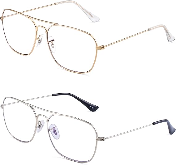JM 2-Pack Square Reading Glasses Women Anti Blue Light Computer Readers