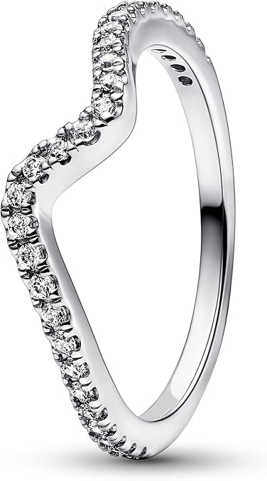 Pandora Timeless Wave sterling silver ring with clear cubic zirconia