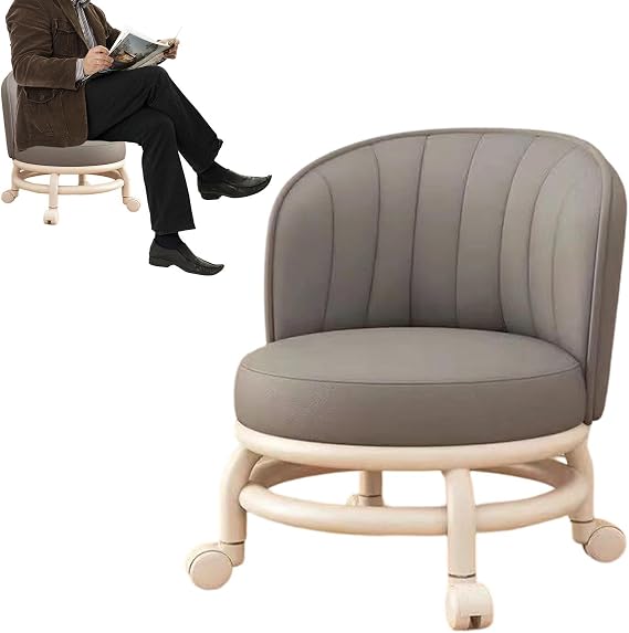 Rolling Stool - Waterproof Soft Ergonomic Backrest, Modern Seat