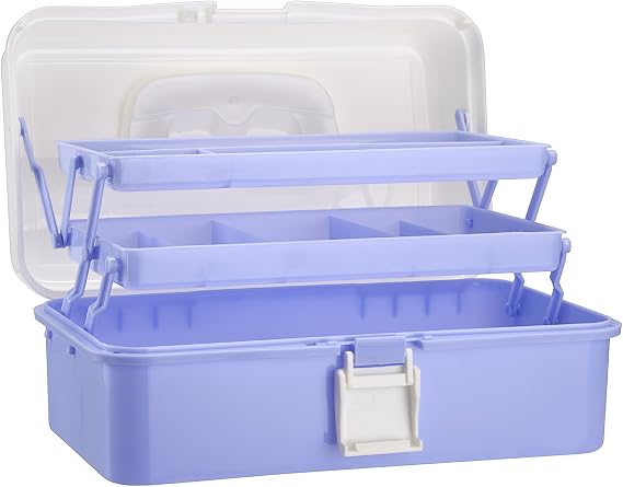 3-Layer Foldable Organiser Box with Compartments, White Purple