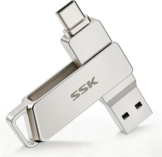 SSK Dual USB Stick 128GB Memory USB-C/A Jump Flash Drive up to 200MB/s