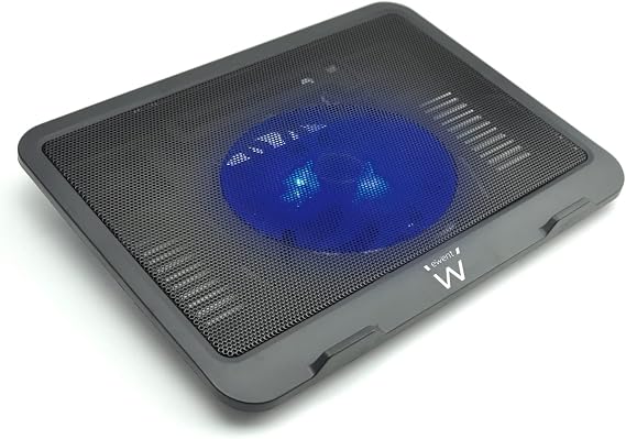 Ewent EW1250 - Notebook Fan - Quiet - For Laptops up to 16" - Integrated Cable Storage - Additional USB Port - Non-slip - Easy to Carry