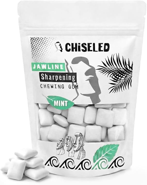 CHISELED® Jaw Exerciser Chewing Gum - Mewing- Jaw Trainer for Face Mouth, Jawline Chisel & Enhance - 2 Month Pack - Neck Exerciser - Jawline Exerciser - Trainer Men – (UK) (2 Month Supply, Mint)