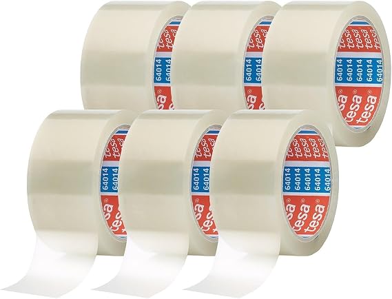 tesa 64014 PP Packing Tape - Transparent - 6 Rolls - 66m x 50mm