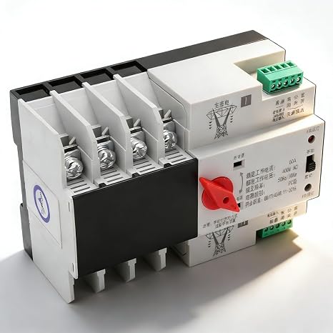 Automatic Transfer Switch Din Rail Mounted 4P 3-Phase 4-Wire 400V 80A, Uninterruptible Power Control - Millisecond Switching, Reliable Backup Power, Ideal for Industrial and Commercial Use (type 3)