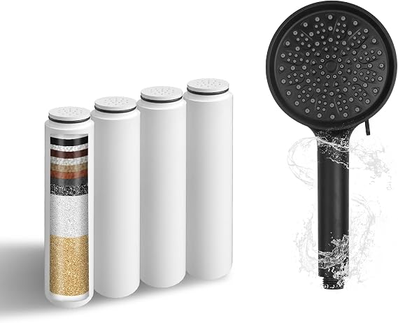 Replacement Filters Compatible with Cobbe Shower Heads: Remove Chlorine & Impurities for Healthier Skin & Hair (4 - Pack)