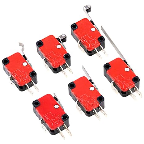 Swpeet 24Pcs Micro Limit Switch Assorment Kit, Long Hinge Roller Momentary Cherry Push Button SPDT Snap Action Perfect for Arduino, Appliance and Electronic Equipment - V-151/152/153/154/155/156-1C25