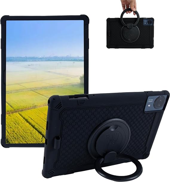 Silicone Tablet Case with 360 Rotating Kickstand/Handle Shockproof Cover Compatible with Teclast TECLAST T65 Max 13 inch Black