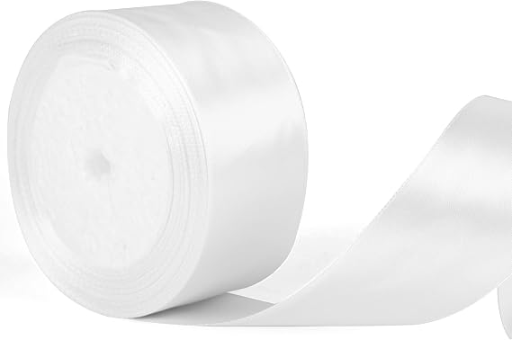 White Ribbon 40mm Wide Thick Satin Ribbon White Ribbon Wedding Car Ribbon for Gift Wrapping Hair Accessories Bouquets Crafts Wedding Car Decoration Cake