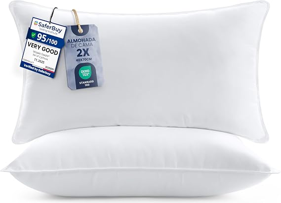 Utopia Bedding Pillow 40 x 70 cm Pack of 2, Hollow Fibre, White
