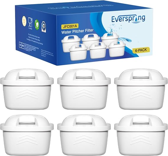 EVERSPRING Water Filter Cartridge, Replacement for Brita Maxtra+ (6)