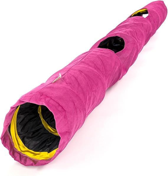 Kadife Kumaş - Katlanabilir/Katlanabilir - 130x20 cm Kedi Tüneli (Pembe)