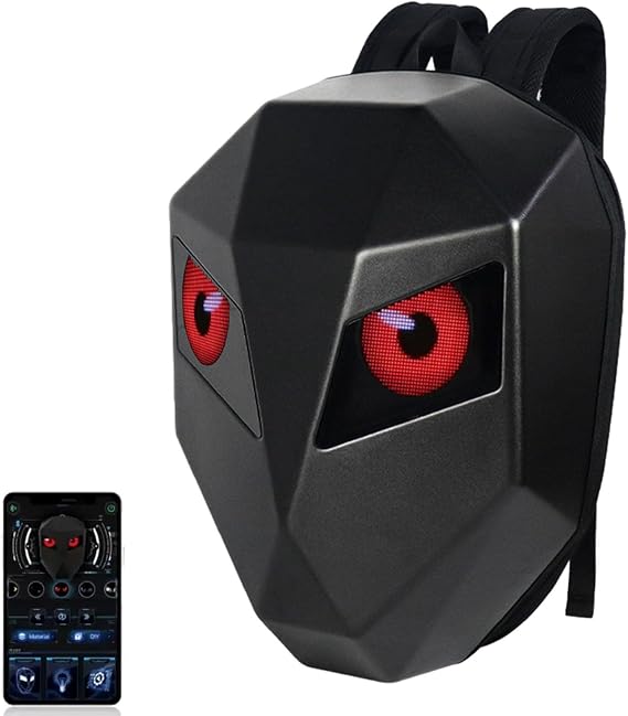 LED Motorcycle Backpack Bluetooth App Control Hard Shell Laptop Backpack with DIY Programmable Full Colour Screen Large Capacity Waterproof Helmet Luggage Bag for Travel