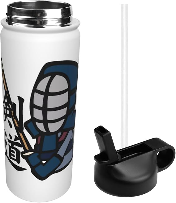 Sports Water Bottle, Kendo Shoshu, Japanese Style Stainless Steel Bottle, Sports Bottle, Thermos, Vacuum Insulated, Thermal Pot, Large Capacity, Stainless Steel, Stylish, Direct Drinking, Cold and Heat Resistant, For Boys & Girls, Outdoors, Convenient, Travel, 18.7 fl oz 532 ml, Gift