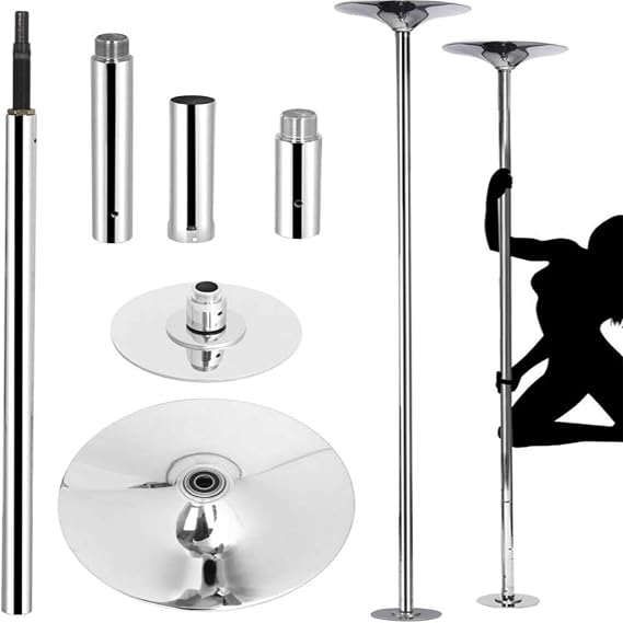 Adjustable Silver Dance Pole - Portable & Removable Stripper Fitness Pole for Home, Fixed & Rotating, Perfect for Beginners' Exercise & Dance Practice