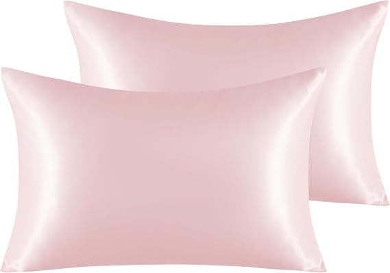 NTBAY Satin Envelope Closure Pillowcases, 2 Pack, 50x75 cm, Light Pink