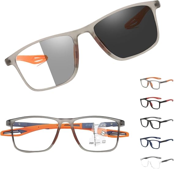 Smart Zoom Multifocus Reading Glasses for Women Men, Photochromic Progressive Reading Glasses, Blue Light Blocking Computer Readers, Transition Reading Sunglasses