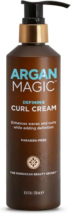 Argan Magic Defining Curl Cream - Enhances Waves and Curls While Adding Definition | Conditions, Detangles, and Reduces Frizz | Paraben Free (8.5 Ounce / 250 Milliliter)