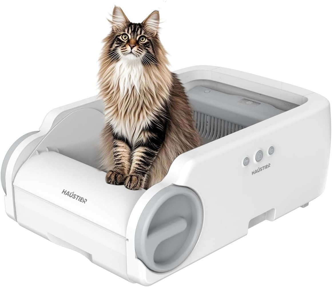 Haustier BLW02 Akıllı Otomatik Kedi Tuvaleti, APP Uygulama Kontrollü, Radar Sensör, Otomatik Temizleme, Geniş Hazne Açık Tasarım