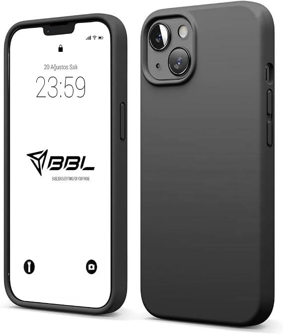 Babilden iPhone 15 Plus İle Uyumlu Kılıf İnce Ve Dayanıklı Sıvı Silikon 3 Katmanlı Tam Kaplamalı Şık Yumuşak Jel Hissi Yüksek Kalite Kauçuk Telefon Kılıfı (Antrasit Siyah