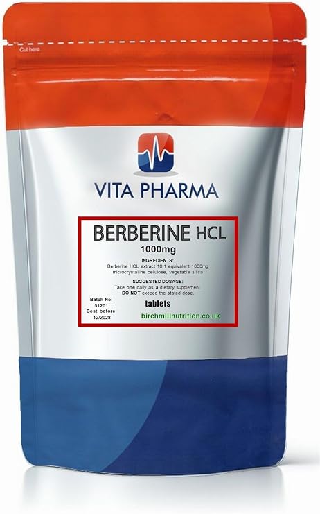 VITA PHARMA Berberine HCL Tablets 1000mg x 365, Metabolic Health & Energy Balance, Maintain Daily Wellness & Vitality, Healthy Digestion & Nutrient Absorption