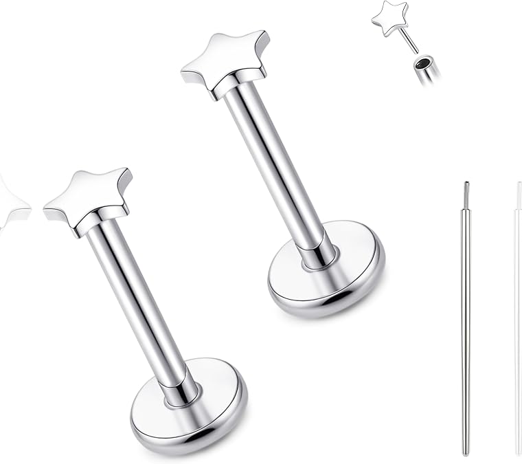 limerencia Titanium Threadless Flat Back Earrings Stud