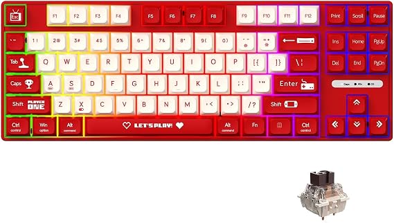 Coverzone AJAZZ AK870 MC Kablolu Mekanik Oyun Klavyesi Kırmızı Klavye Brown Switch