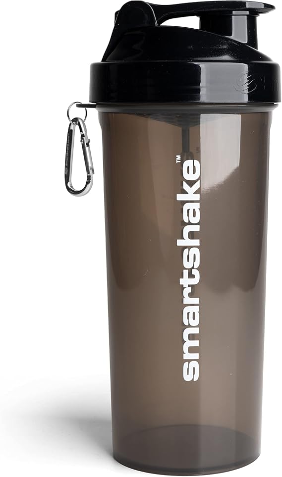 Smartshake Lite Protein Shaker şişe 1000 ml | sızdırmaz Gym Shaker içecek şişesi, protein karışımları için | Şeffaf PP su şişesi, BPA ve DEHP içermeyen protein tozu çalkalama kabı, siyah