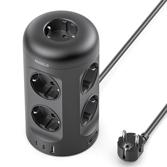 9-Way Power Strip 2 m Multiple Socket with 3 USB Extension Cables