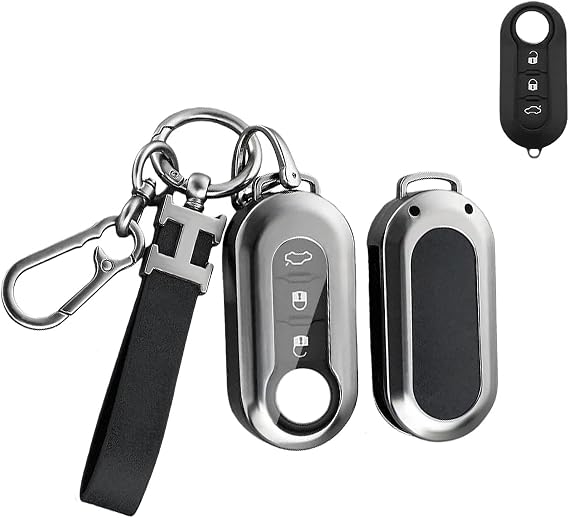 Car Key Cover compatible with Fiat 500 Punto Bravo Brava Fiorino Panda Abarth Doblo Ducato Idea Ulysse MPV Lancia Ypslion Delta Musa Protective Fob Case