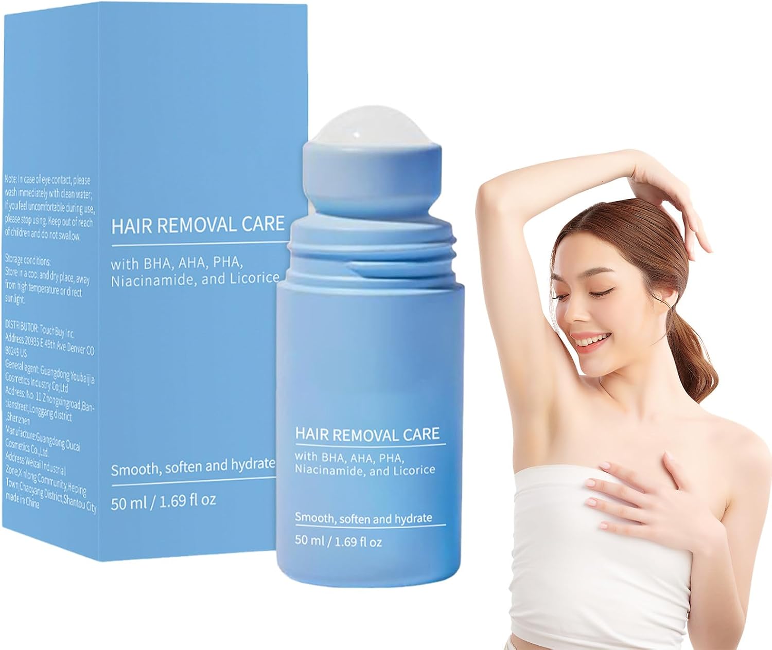Smoothing Solution Ingrown Hair, After Shave Soothing Roll-On, Hair Removal Soothing Roll-On, Deeply Moisturizing Body Removal Solution for Arms, Underarms, Hands (Blue,50ML)