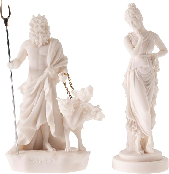 BEAUTIFUL GREEK STATUES Set of Persephone Goddess and Pluto Hades Lord of The Underworld Statue 6.29in(16cm)