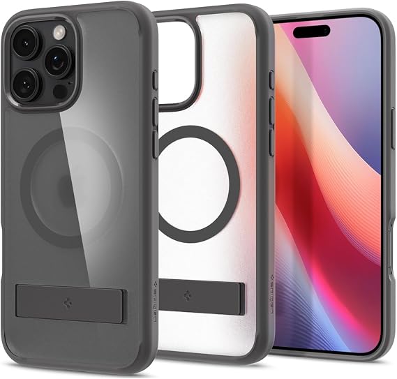 Spigen Ultra Hybrid S MagFit Case for iPhone 16 Pro [Built-in Kickstand] [MagSafe Compatible] - Frost Grey