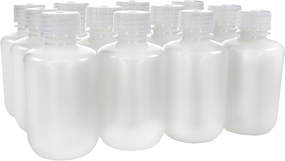 EISCO - 125mL 細口 HDPE 半透明試薬ボトル ポリプロピレンキャップ付き 非滅菌 漏れ防止 耐薬品性 -100~120℃ 実験室での保管と輸送