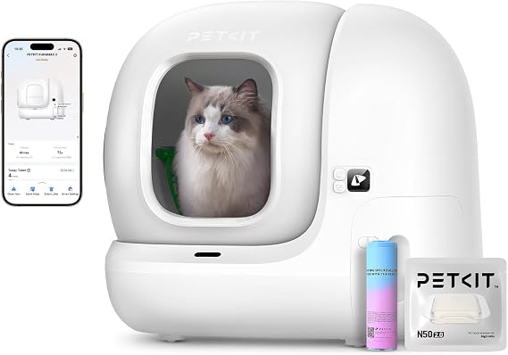 PETKIT Pura MAX 2 Self-Cleaning Cat Litter Box, Cat Toilet, Self-Cleaning Cat Litter, Anti-Leak, xSecure/Eliminate Odors/APP/76L, for Various Cats (Without Purifier, with N50