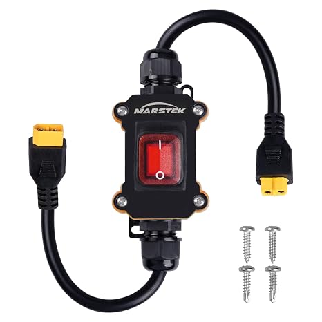 12V Inline Power Switch, IP67 Waterproof XT60 to XT60 Cable with On/Off Switch, 14AWG Heavy Duty Quick Connect/Disconnect for Solar Panels, RVs, Motorcycles, and More