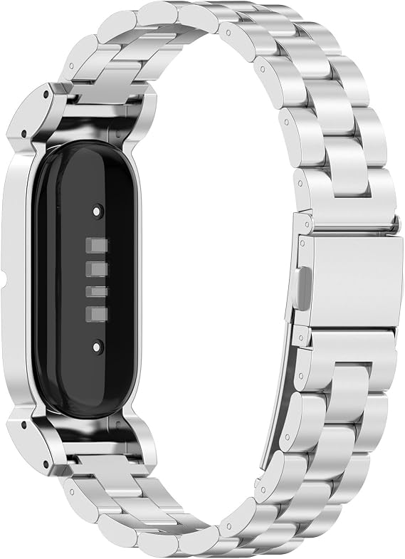 Google Fitbit Air交換用バンド ステンレススチールリストストラップブレスレット ソフトで丈夫 クイックリリーススマートウォッチアクセサリー付きシルバー