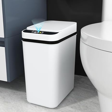 Bathroom Bin with Lid, 10L Touchless Sensor Bin,Smart Motion Garbage Can