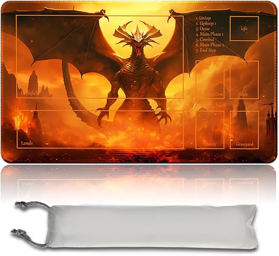 Board Game MTG Playmat Free Waterproof Bag, Sewn Edges,Card Enthusiasts TCG Playmat Mouse Pad MTG Game Mats With Zones (Original Playmat) (With Zone,Nicol Bolas)