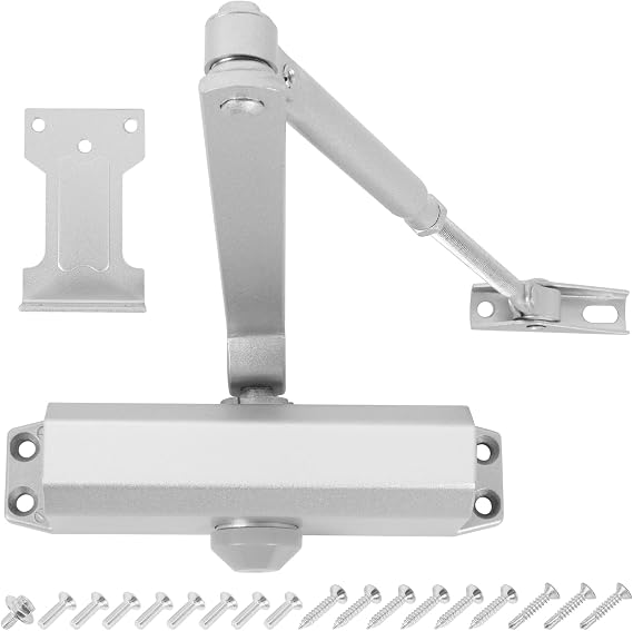 DIDA Hydraulic Door Closer, Size 3 Spring Adjustable Speed for Doors 45-60kg, 3 Mounting Types for Residential and Commercial Use, 500K Cycle, Aluminium (Silver)