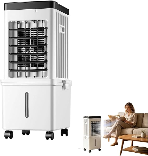 Portable Evaporative Air Cooler Fan with Ice Packs, 15L Dual Tank [Energy Class A]