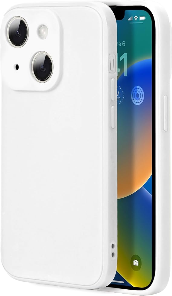 iPhone 15 Plus 6.7インチ用ケース 軽くて滑らかな液体ソフトシリカゲルボックス ミリタリーグレード 耐衝撃保護 ホワイト