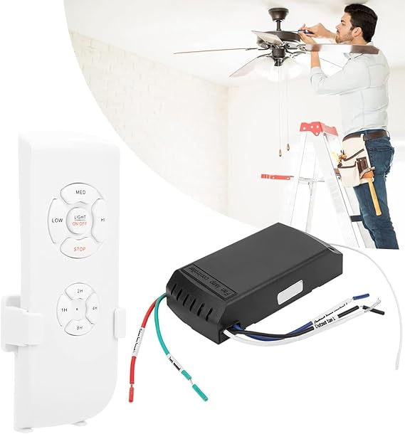 Ceiling Fan Light Lamp Controller Wireless Remote Speed Control Receiver Kit Universal Ceiling Fan Remote Replacement Adjustable Speed and Light Switch Control for Home and Office Use 220 to 240 Volt [Energy Class A]