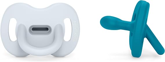Suavinex, Pack of 2 Soothers All Silicone, Babies 0/6 Months and Newborns, Physiological Teat Sx Pro, Soft and Flexible, Ideal Sleep, Respects Oral Development, Colour Essence, Blue